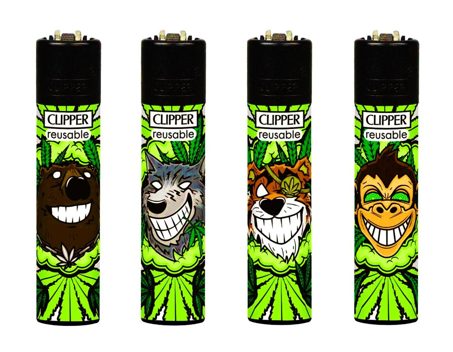Happy Weed Animals RARE Clipper Lighters Funny Cool Clippers Psychedelic Gas 420