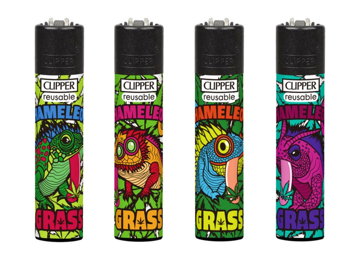 Chameleons Grass RARE Clipper Lighters Funny Cool Clippers Animals Lizards Gas