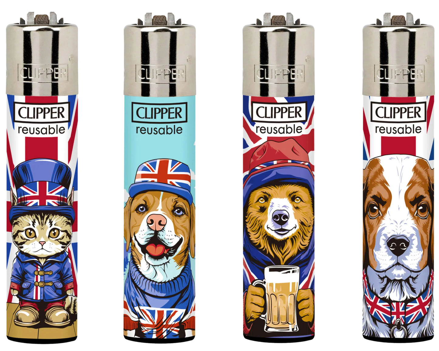 Patriotic Pets Clipper Lighters Paddington Bear Funny British Flag Union Jack