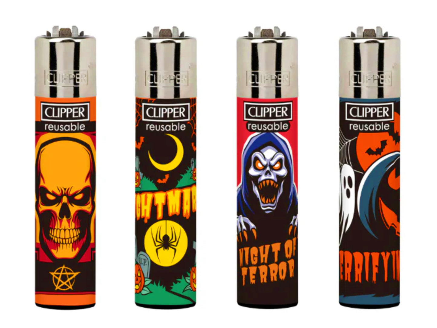 RARE Halloween Clipper Lighters Funny Cool Clippers Lighter Ghosts Skulls Gas