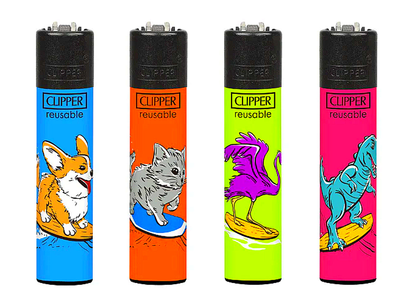 Surfing Animals RARE Clipper Lighters Funny Cool Clippers Lighter Colourful Gas