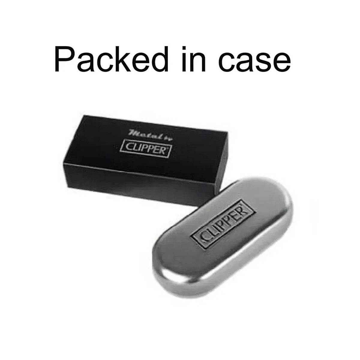 Silver Jet Flame Windproof Metal Clipper Lighter With Tin Gift Case Refillable