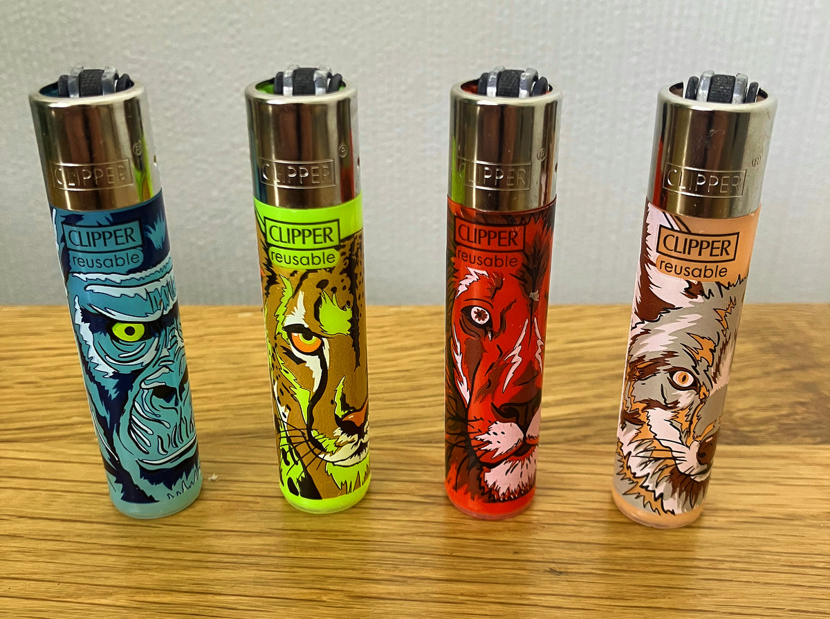 Animal Faces RARE Clipper Lighters Cool Clippers Lion Gorilla Wolf Leopard Gas