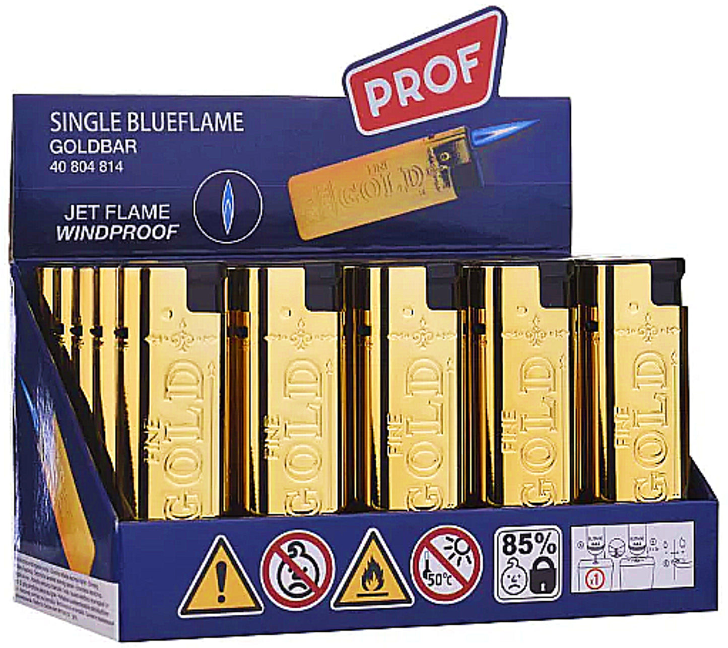 Gold Bar PROF Windproof Jet Flame Lighter Cool Funny Bullion Refillable Gas
