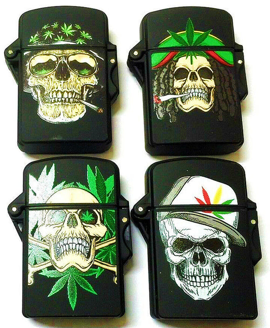 Weed Skulls Windproof Jet Flame Lighter Funny Rare Cool PROF Lighters Zippo