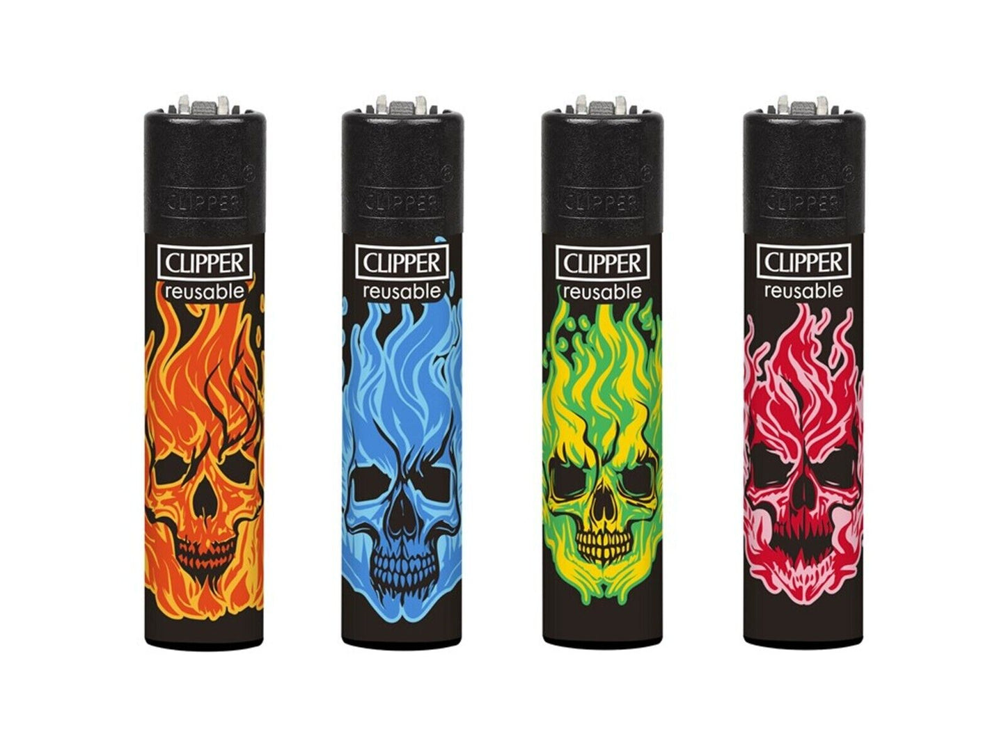 Colourful Flame Skulls RARE Clipper Lighters Funny Cool Clippers Lighter