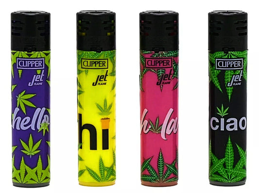 Jet Flame Hello Hi Hola Ciao RARE Clipper Lighters Windproof Funny Cool Clippers