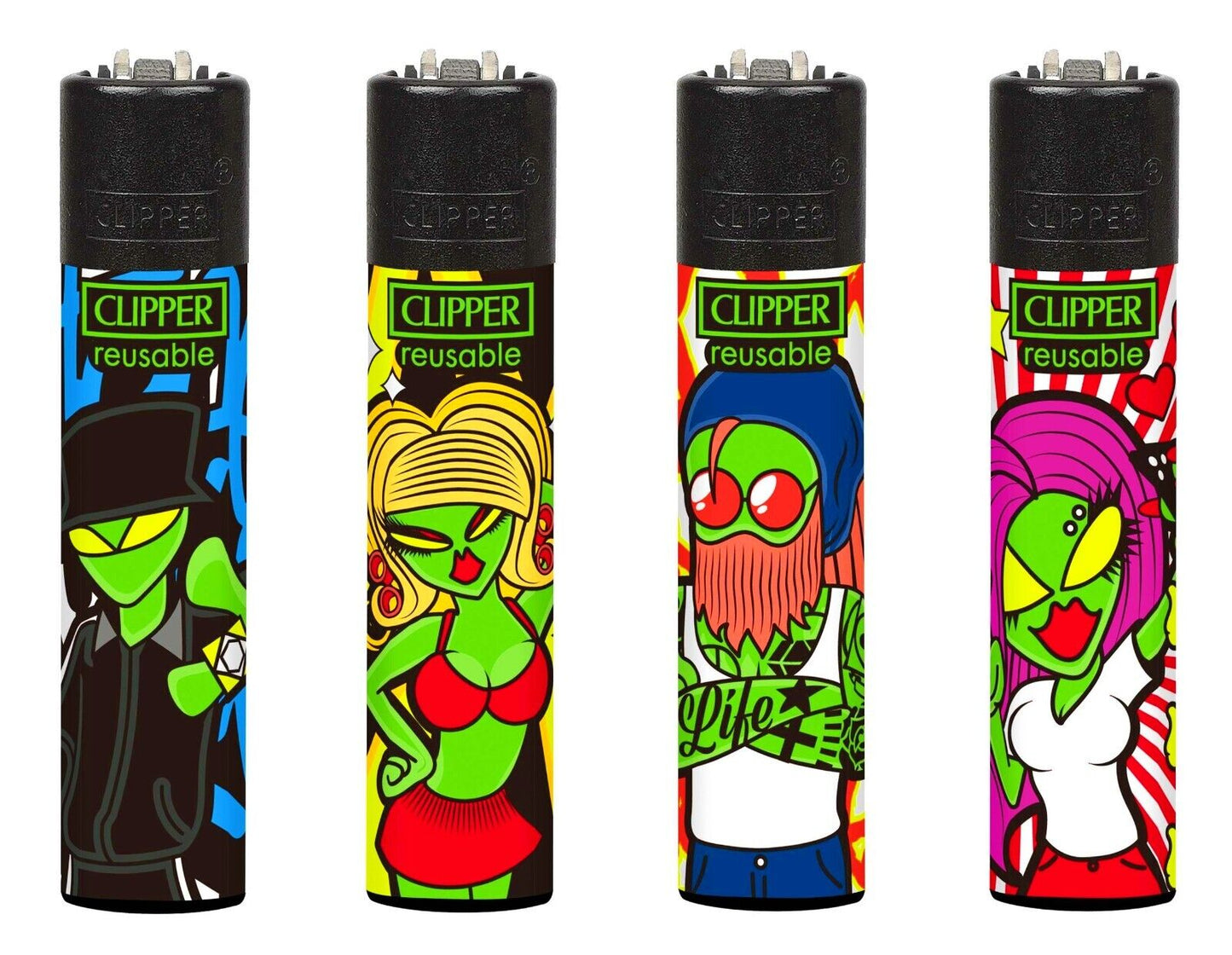 Alien People RARE Clipper Lighters Funny 420 Cool Clippers Space Aliens Gas