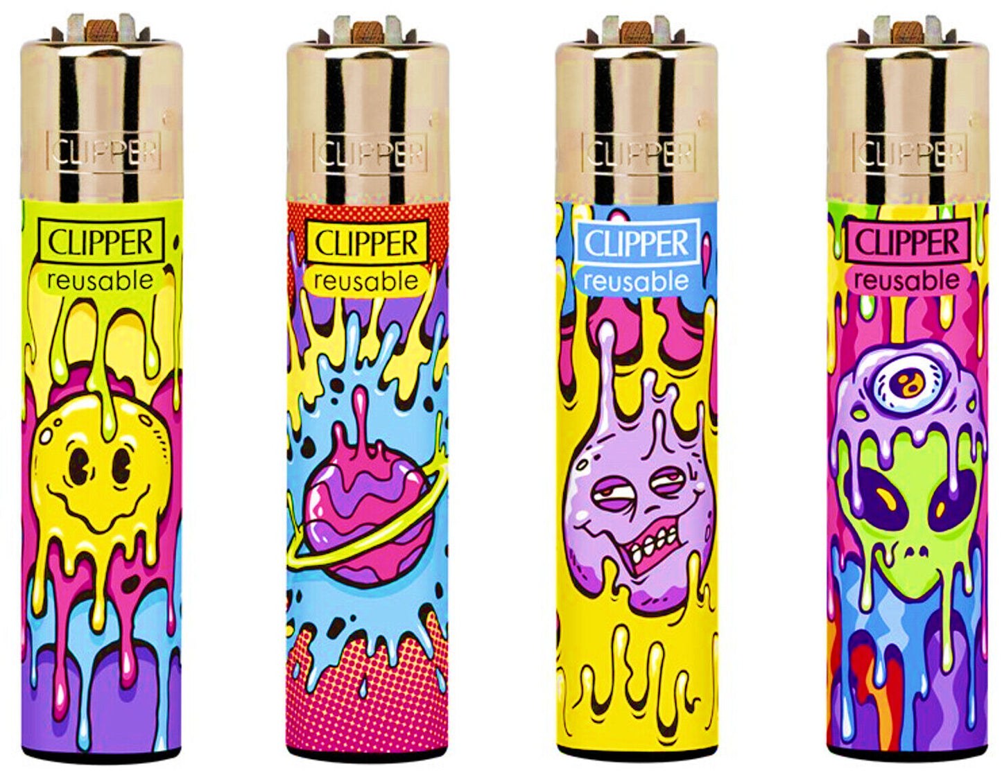 Psychedelic Art RARE Clipper Lighters Funny Cool Clippers Colourful Gas Refill