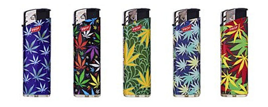 5 x RARE Weed Leaves PROF Lighters 420 Cool Funny Lighter Gas Clipper Colourful
