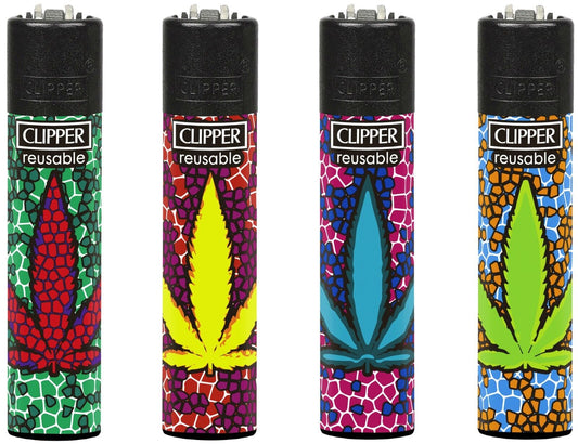 RARE Mosaic Leaves Clippers Lighters Funny Cool Clipper Lighter Gas Colourful