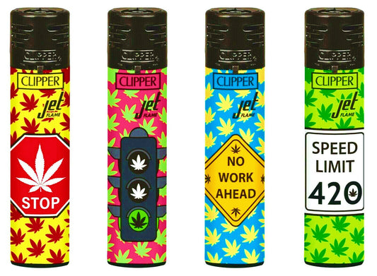 Jet Flame Road Signs RARE Clipper Lighters Funny 420 Clippers Lighter Gas Refill