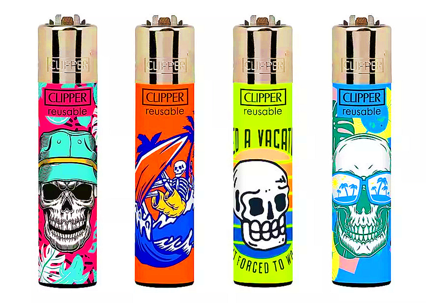 Holiday Skulls RARE Clipper Lighters Funny Cool Clippers Lighter Colourful Gas