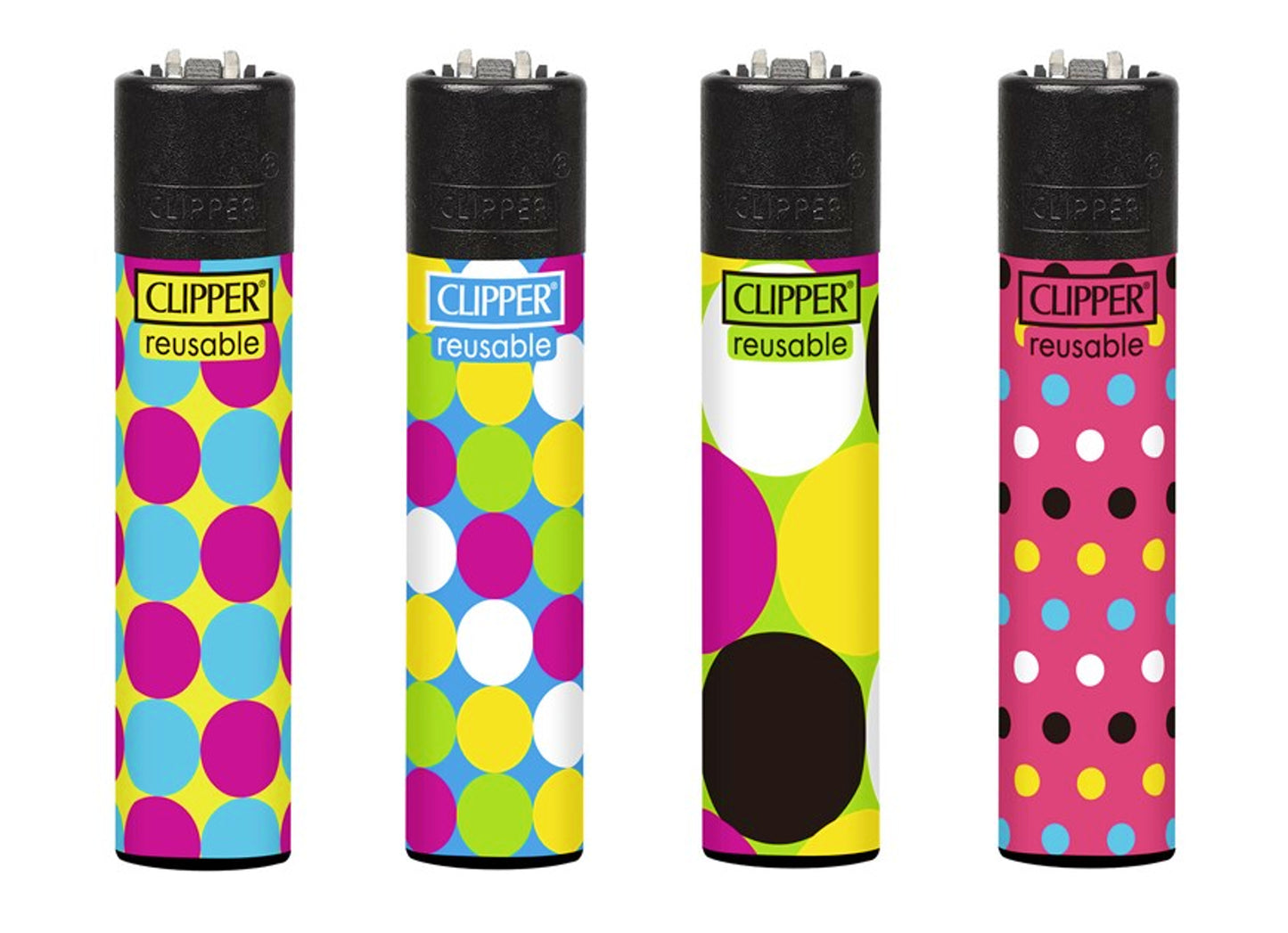 4 x Polka Dots RARE Clipper Lighters Cool Funny Colourful Unique Clippers Gas