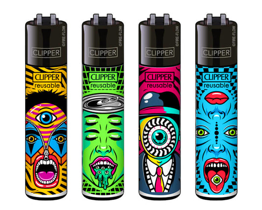 Trippy Faces RARE Clipper Lighters 420 Cool Lighter Funny Psychedelic Clippers