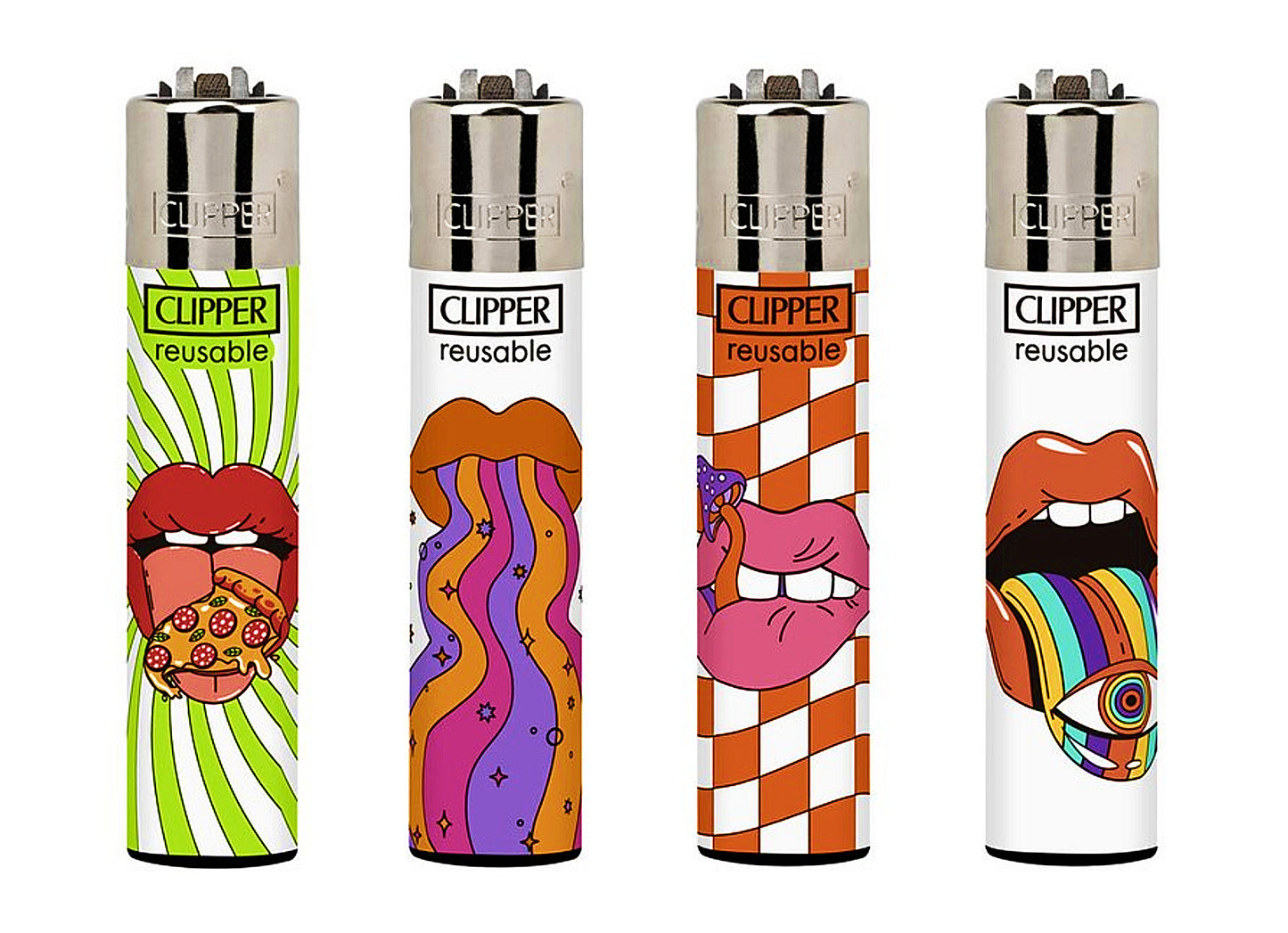 Psychedelic Mouths RARE Clipper Lighters Funny Cool Clippers Colourful Gas