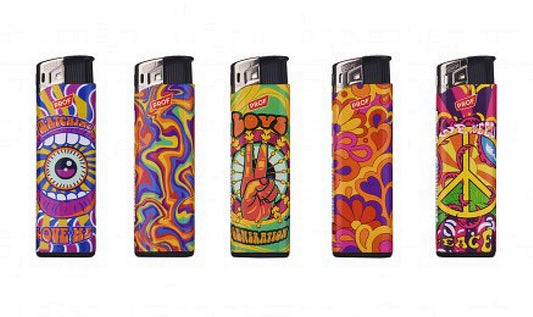 5 x Psychedelic Hippie PROF Lighters Rare 420 Cool Funny Lighter Hippy Colourful