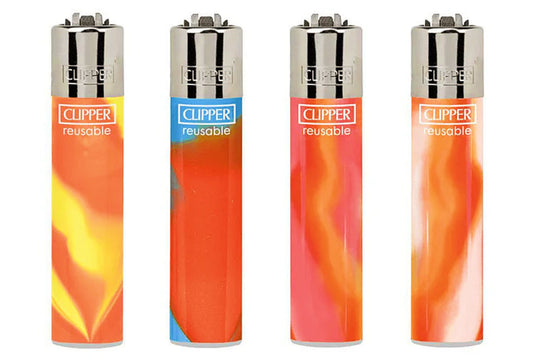 4 x Orange Nebula Pattern Clipper Lighters Rare Funny Cool Clippers Lighter