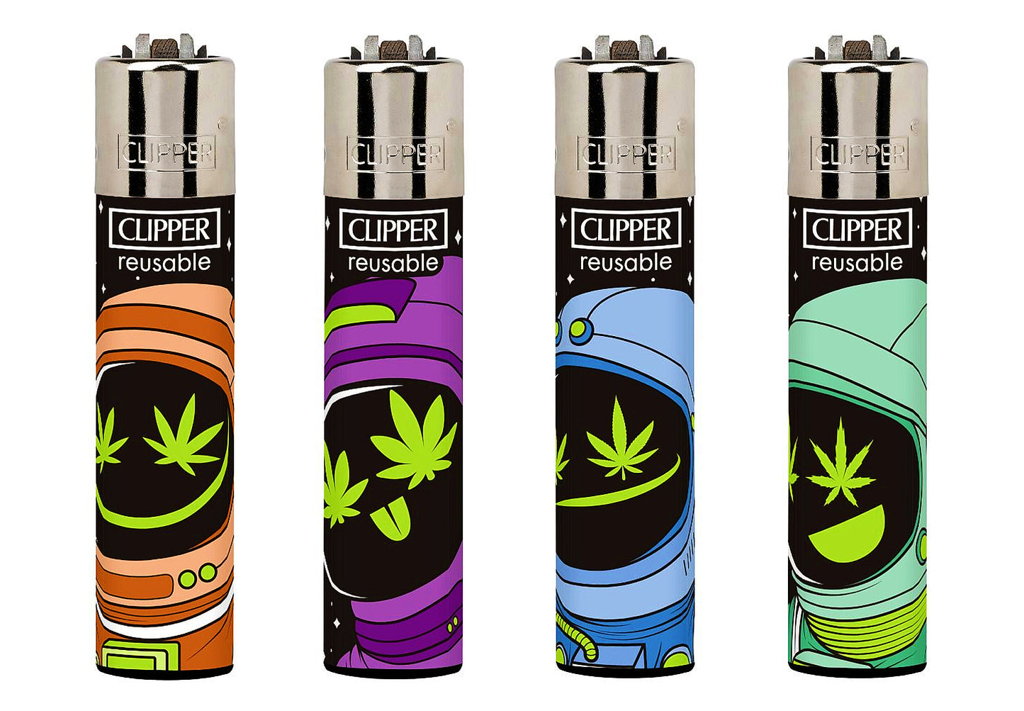 High Astronauts RARE Clipper Lighters Funny Cool Clippers Space Gas Refillable