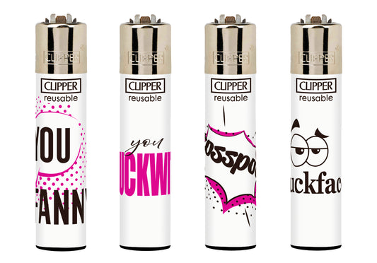 RARE Rude Words Clipper Lighters Naughty Funny Cool Clippers Refillable Gas Pink
