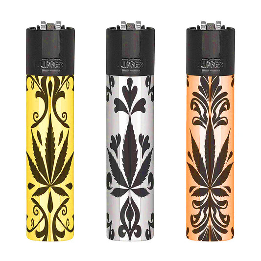 Weed Patterned Metal RARE Clipper Lighters With Tin Gift Case Gas Refillable 420