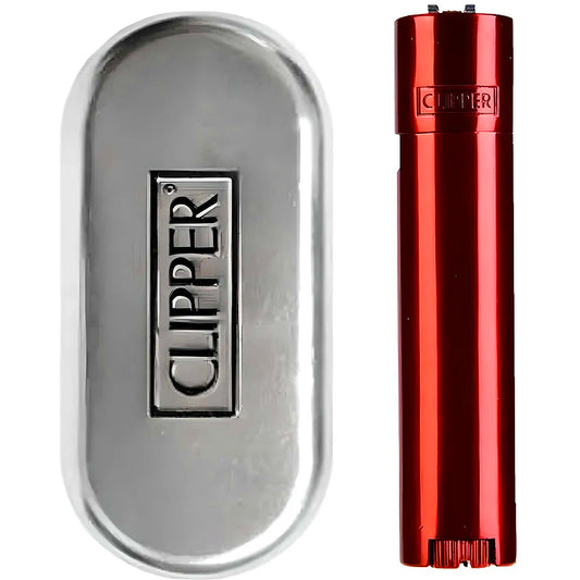Metal Red Devil Clipper Lighter With Tin Gift Case Full Size Gas Refillable Rare