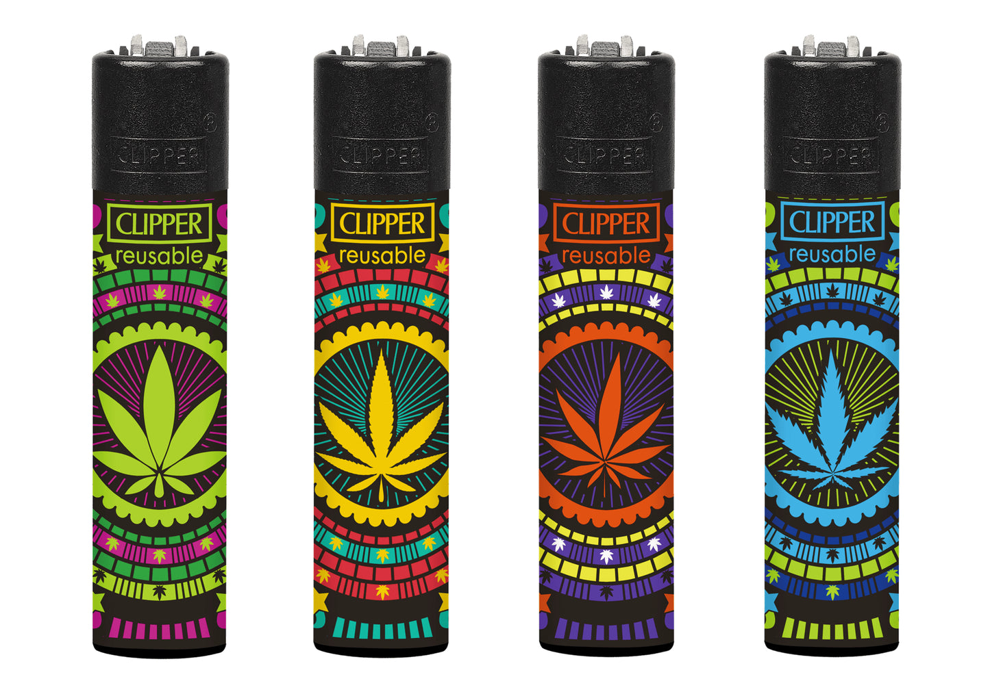 Mosaic Circle Leaves RARE Clipper Lighters Colourful Funny Cool Clippers Gas