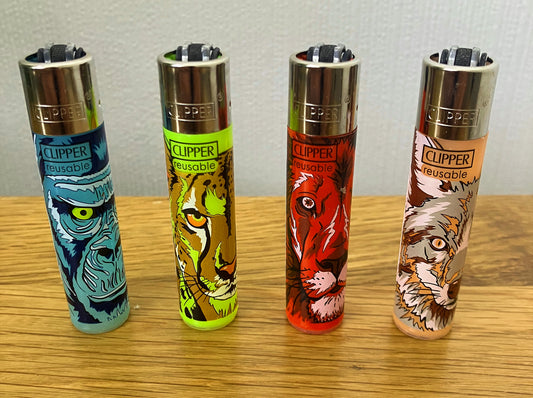 Animal Faces RARE Clipper Lighters Cool Clippers Lion Gorilla Wolf Leopard Gas