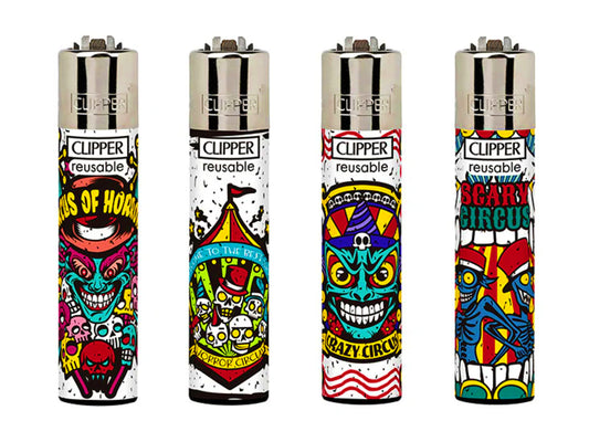 The Circus Of Horrors RARE Clipper Lighters Scary Funny Cool Clippers Gas