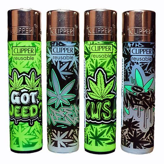 4 x Rare Graffiti Ganja Clippers Lighters Funny Cool Clipper Lighter 420 Gas
